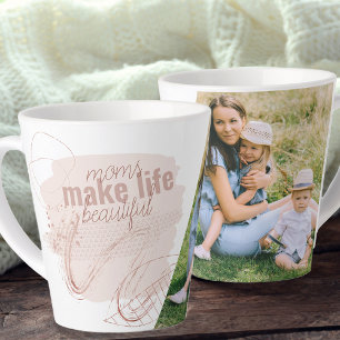 Mams Maaken Leven Mooi Familie Foto Abstract Latte Mok