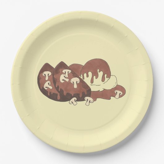 Mam's Meatloaf Home Cooking Mashed Potates Gravy Papieren Bordje (Voorkant)