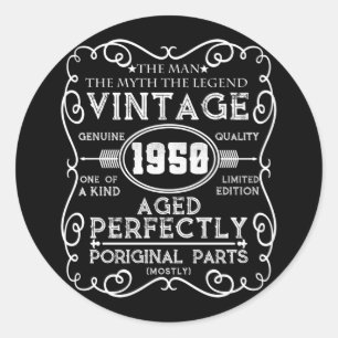 Man 1950: Myth Legend 71th Birthday Ronde Sticker