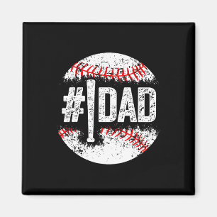 Man 1 Papa Honkbal Nummer Een Daddy Zoon Honkbal Magneet