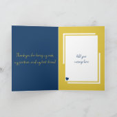 Man 1e Jubileum blauw goud schattige vogeltjes Kaart (Binnen)