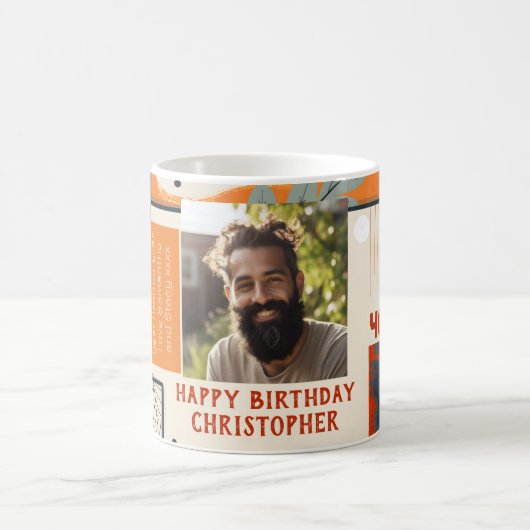 Man 40e Verjaardag Man Moderne Kleuren Foto Mok 00 (Center)