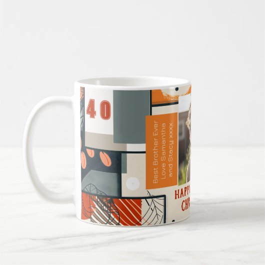 Man 40e Verjaardag Man Moderne Kleuren Foto Mok 00 (Links)