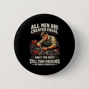 Man 70e verjaardag sleutels vintage monteur ronde button 5,7 cm