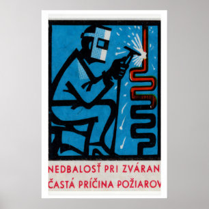 Man aan het lassen - Matchbox Print - Tsjechische 