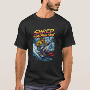 Man aan het shredden met gitaar en skis t-shirt