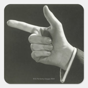 Man aanwijzen vierkante sticker