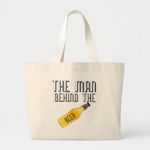 Man achter de bier grote tote bag