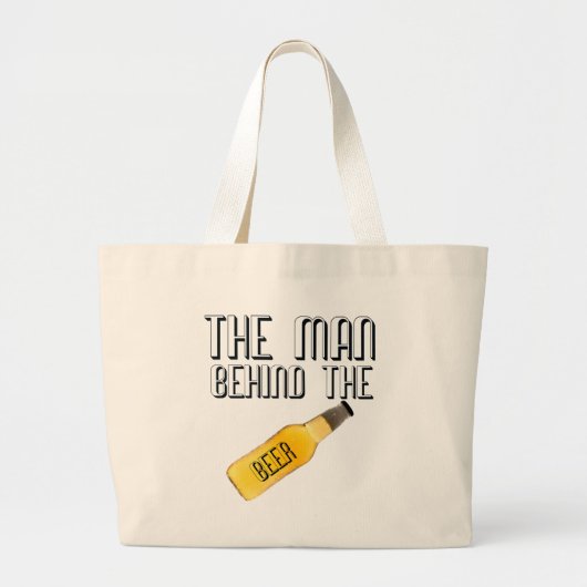 Man achter de bier grote tote bag (Voorkant)