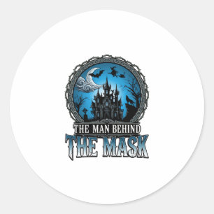 Man Achter Masker Halloween Spokenhuis Heks_1 Ronde Sticker