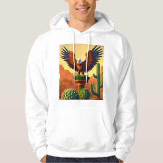 Man Basic Hooded Sweatshirt Eagle Print logo