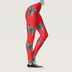 Man-Bat Riding Scary Shark Thunder_Cove Leggings