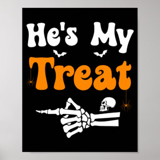 Man behandelt skelet koppels bijpassende halloween poster