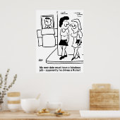 Man bestuurt een Road Roller Funny Cartoon Poster (Keuken)