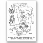 Man bij een FloristenCartoon. Sticker (Voorkant)