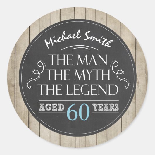 Man Birthday-onderscheiding Man Myth Legend Rustig Ronde Sticker (Voorkant)