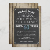 Man Birthday-uitnodiging Chalkboard Rustic Adult Kaart (Voorkant / Achterkant)