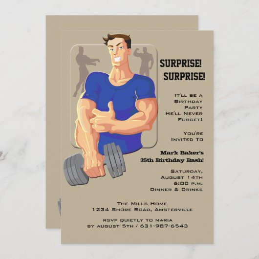 Man Blauwe Uitnodiging (Voorkant / Achterkant)