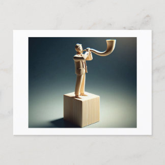 Man blazen Shofar lijkt te worden uitgesneden uit  Briefkaart