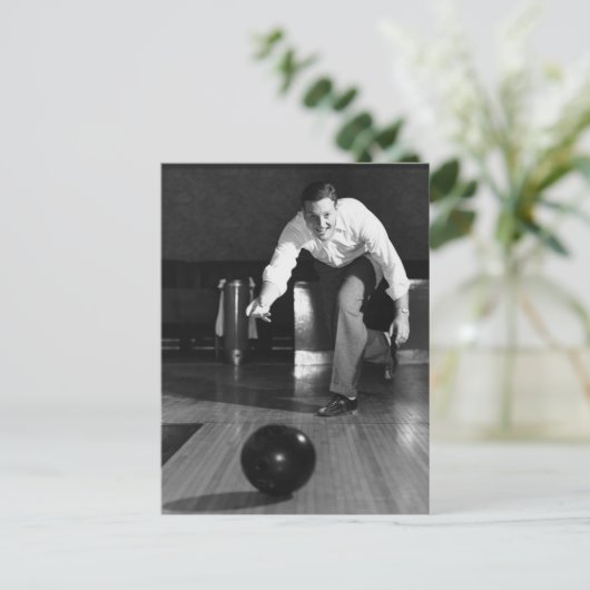 Man Bowling Briefkaart (Staand voorkant)