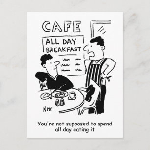 Man brengt hele dag door met het eten van een ontb briefkaart