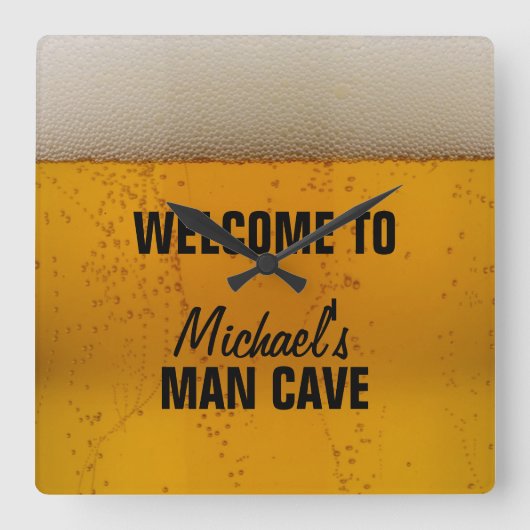 Man Cave - Beer Vierkante Klok (Voorkant)