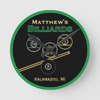 Man Cave Billard Pool Horloge murale pour salle de