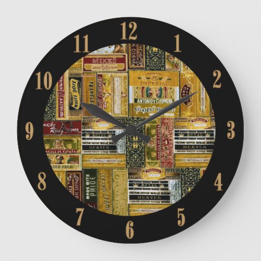 Man Cave Cigar Boxes Pattern Grote Klok (Voorkant)