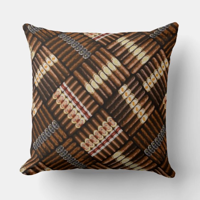 Man Cave Cigar Pattern Kussen (Voorkant)