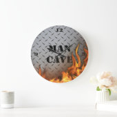 Man Cave Diamondplate Metal and Fire Wall Clock Grote Klok (Huis)