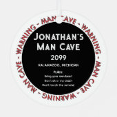Man Cave Funny Avertissements et règles Ornement d (Verso)