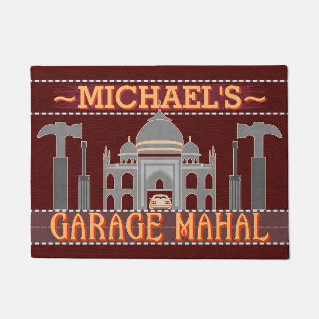 Man Cave Garage Mahal Funny Tools | Aangepaste naa Deurmat (Voorkant)