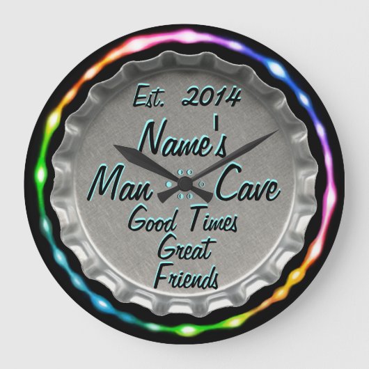 Man Cave Neon Beer Pet Clock! NAAM en DATUM toevoe Grote Klok (Voorkant)