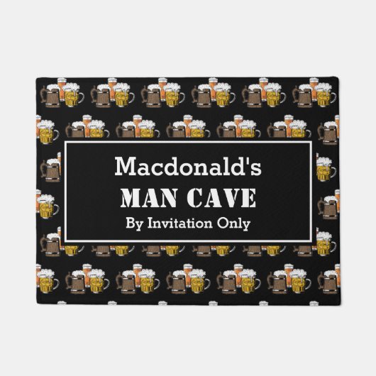 MAN CAVE Novelty Three Beers  Zwart Deurmat (Voorkant)