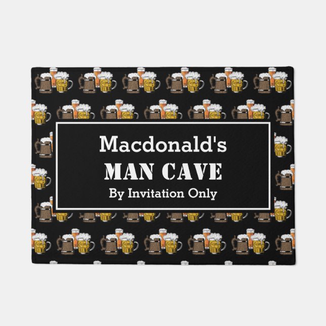 MAN CAVE Novelty Three Beers  Zwart Deurmat (Voorkant)
