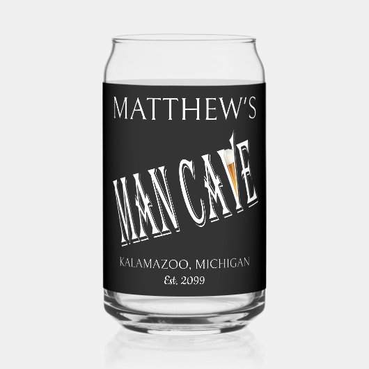 Man Cave Pub Bierblikje Drinkware Blikvorm Glas (Voorkant)