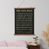 MAN CAVE-REGELS HANGEND WANDKLEED (Slaapkamer)