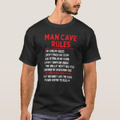 Man Cave Rules Mancave Joke T-shirt (Voorkant)