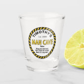 Man Cave Sign Attentie Tape Shot Glass Shot Glas (Voorkant)