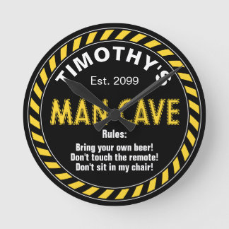 Man Cave Sign met waarschuwing Tape Effect & Regel Ronde Klok