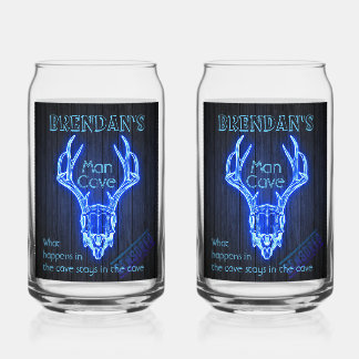 Man Cave Sign Neon Deer Antlers Cool Blikvorm Glas