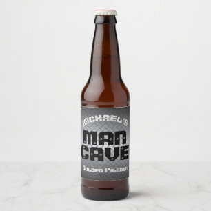 Man Cave Steel Diamondplate Bier Etiket