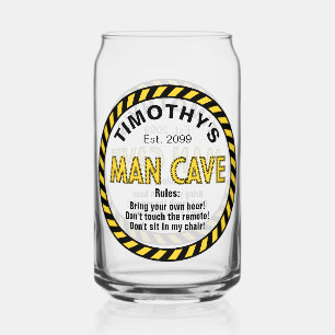 Man Cave Voorzichtig Tape Bierblikje Blikvorm Glas