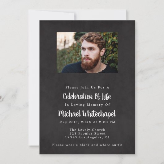 Man Celebration Of Life Memorial Invitations (Devant)
