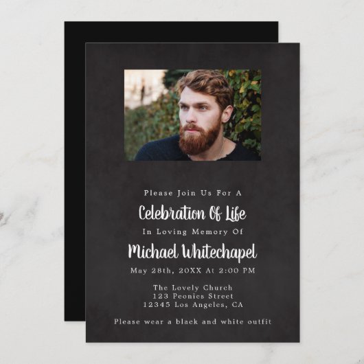 Man Celebration Of Life Memorial Invitations (Devant / Derrière)