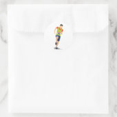 Man dat atletiekstickers gebruikt ronde sticker (Tas)