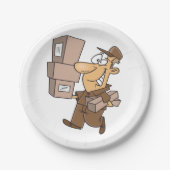 Man dat Borden van pakpapier levert Papieren Bordje (Voorkant)