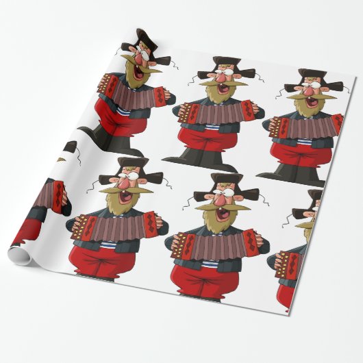 Man dat de accordeon afspeelt cadeaupapier (Uitgerold)