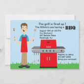 Man dat de grill Barbecue nodigt uit Kaart (Voorkant)