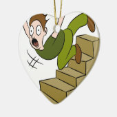 Man dat de trap naar beneden vliegt keramisch ornament (Links)